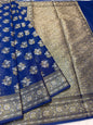 Nevy shade georgatte Banarasi saree