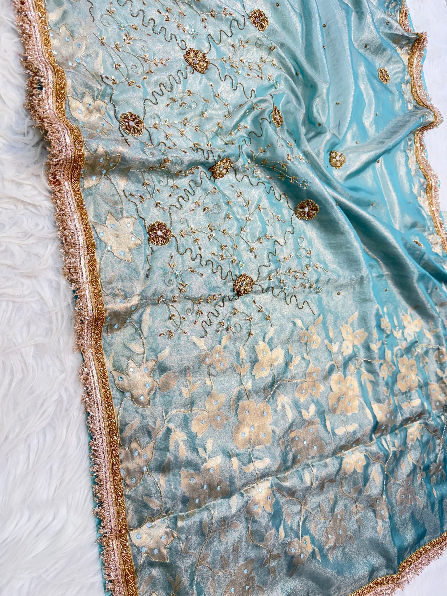 Tissue Aari Work Banarasi silk saree