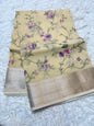 Beige shade organza embroidery Banarasi saree