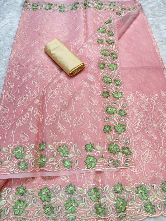 Banarasi kora organza embroidery saree