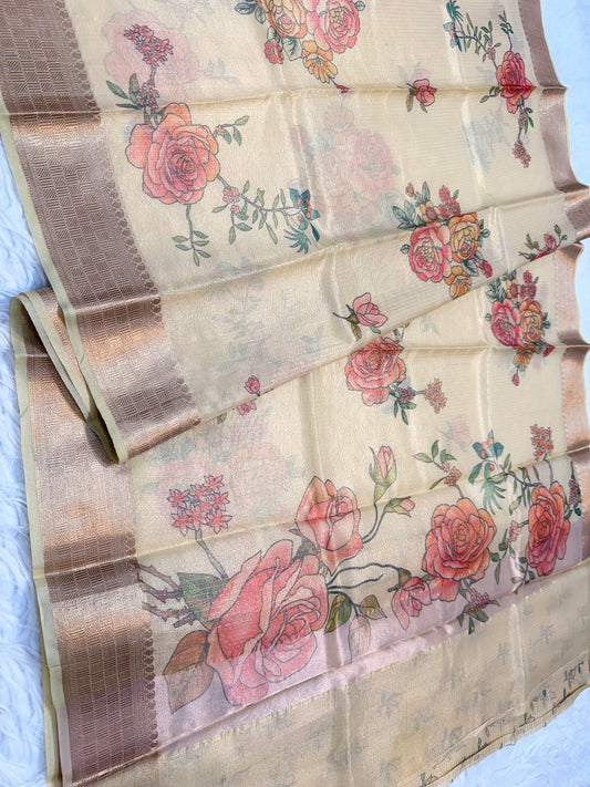 Tissue kota digital print Banarasi saree