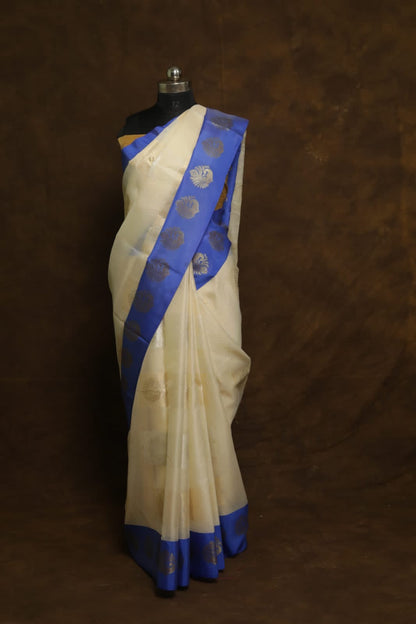 Multicolour shade Kora organza Banarasi saree