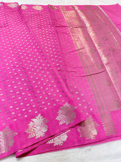 Royal pink   shade raw mango premium Banarasi saree