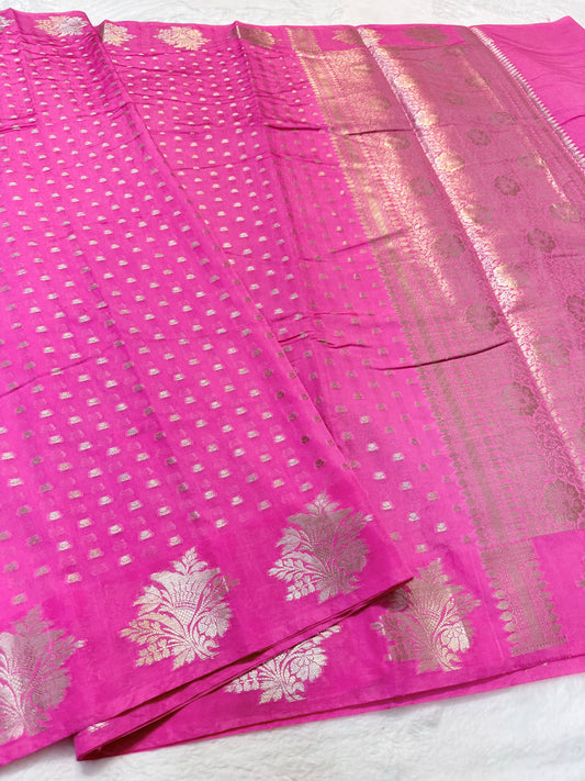 Royal pink   shade raw mango premium Banarasi saree