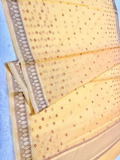 Yellow shade kota designer embroidery Banarasi saree