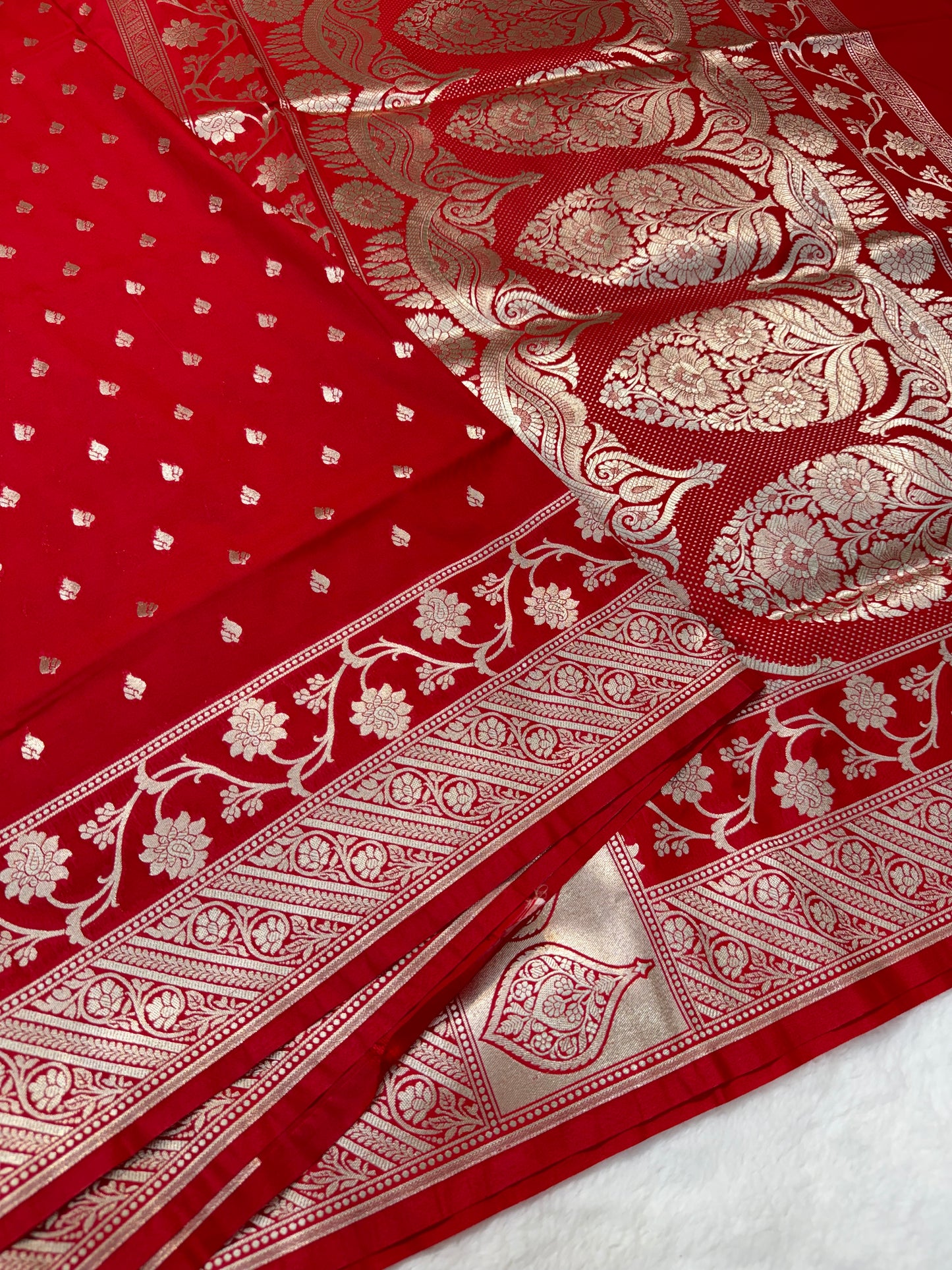Red shade katan Banarasi silk Saree
