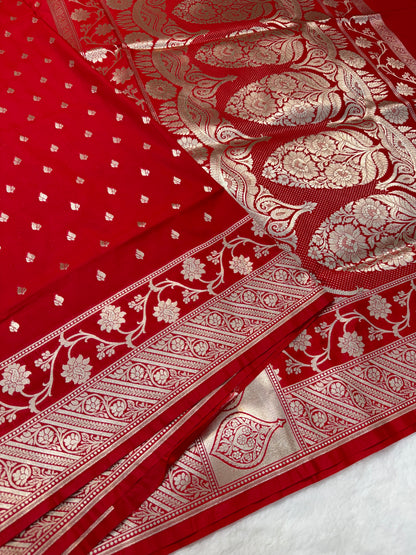 Red shade katan Banarasi silk Saree