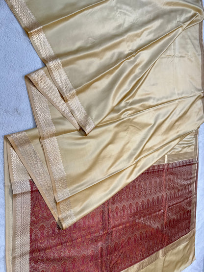 Beige shade mashru silk premium Banarasi silk Saree