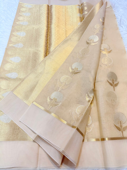 Banarasi kora organza alfi saree