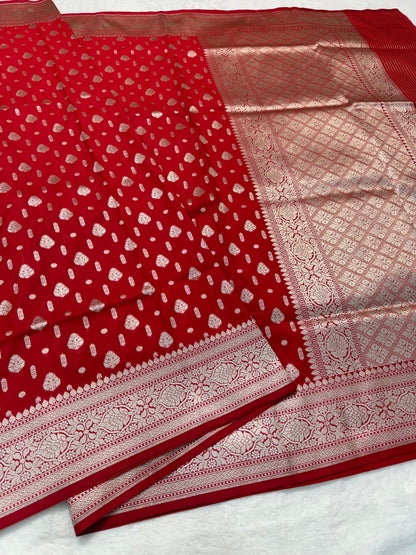 Red shade katan Banarasi silk Saree