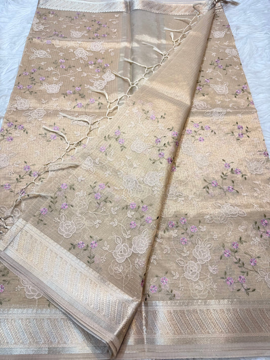Banarasi kota embroidery saree