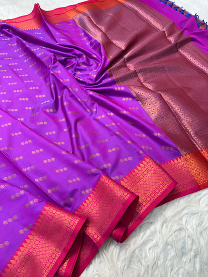 Magenta royal pink  shade premium soft silk Banarasi saree