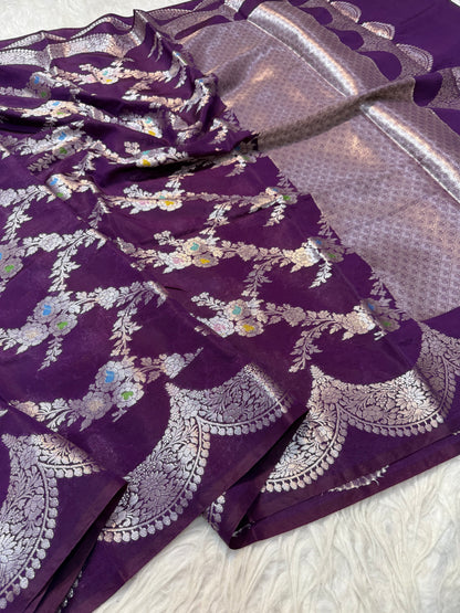 Raw mango Mina  banarasi saree