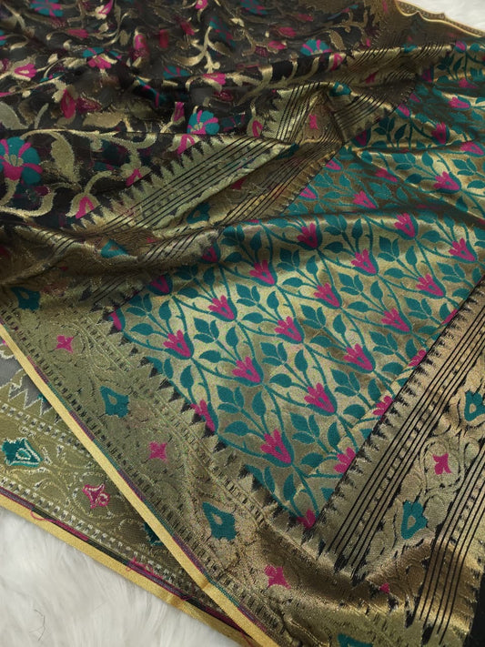 Multicolour shade supernet silk premium  Banarasi saree