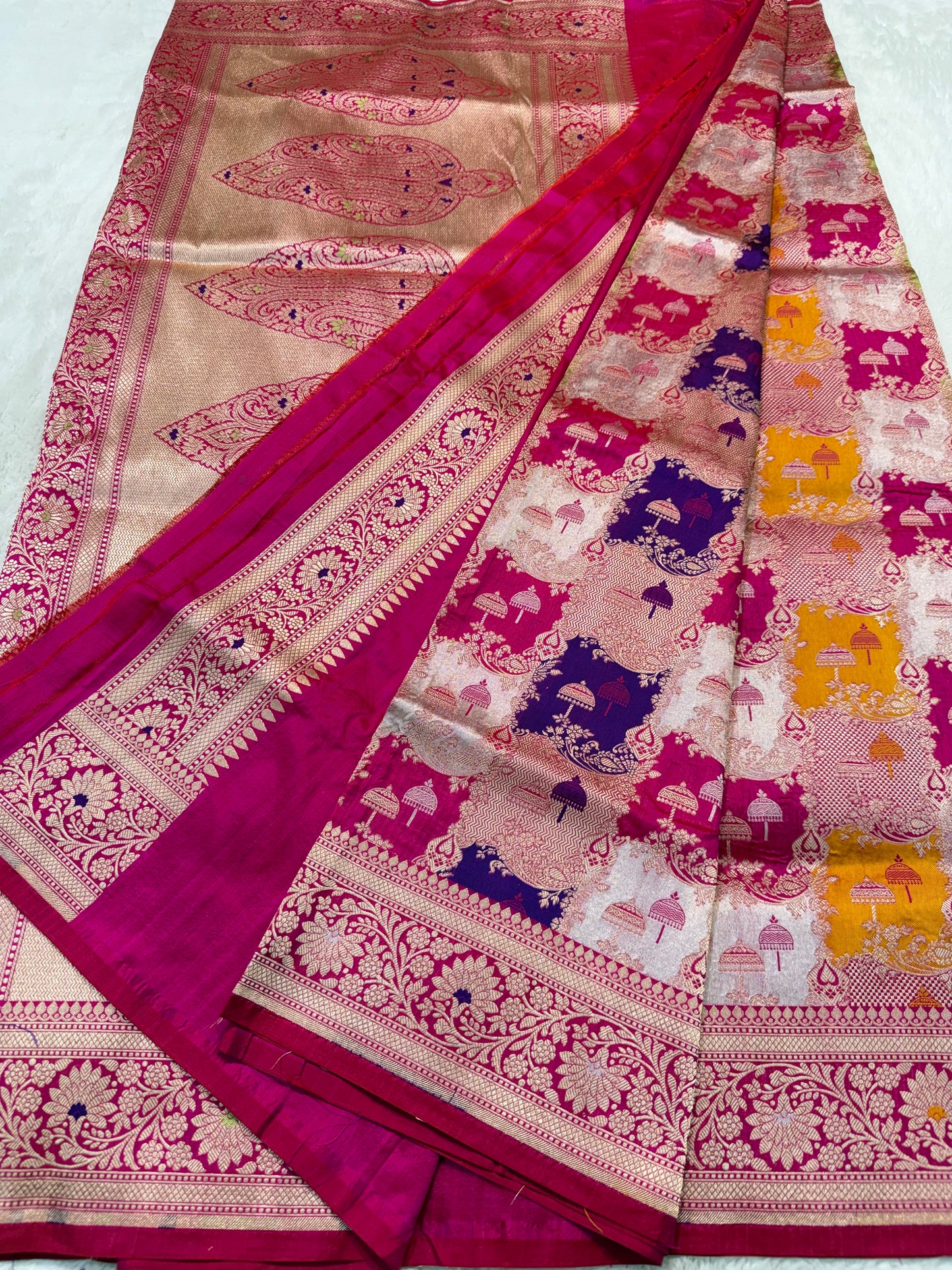 multicolore shade pure katan rangkat premium Banarasi silk saree