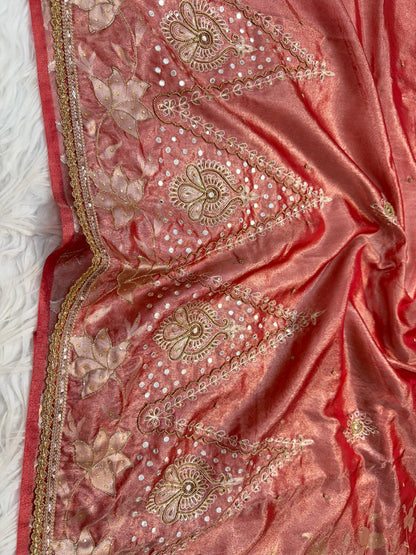 Tissue Aari Work Banarasi silk saree