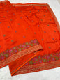 Orange shade viscose embroidery premium designer saree