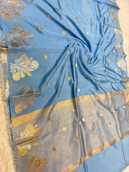 Powder blue shade  Raw mango soft silk banarasi saree