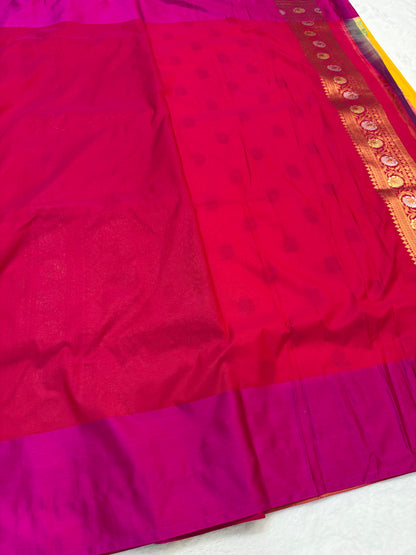 Gold royal pink shade katan Banarasi silk Saree