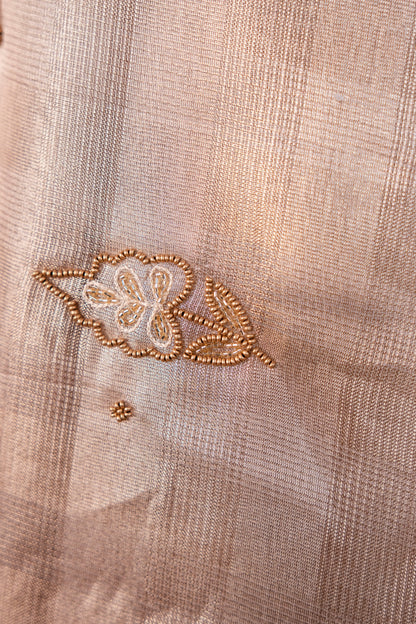 Beige shade tissue kota designer hand work Banarasi saree
