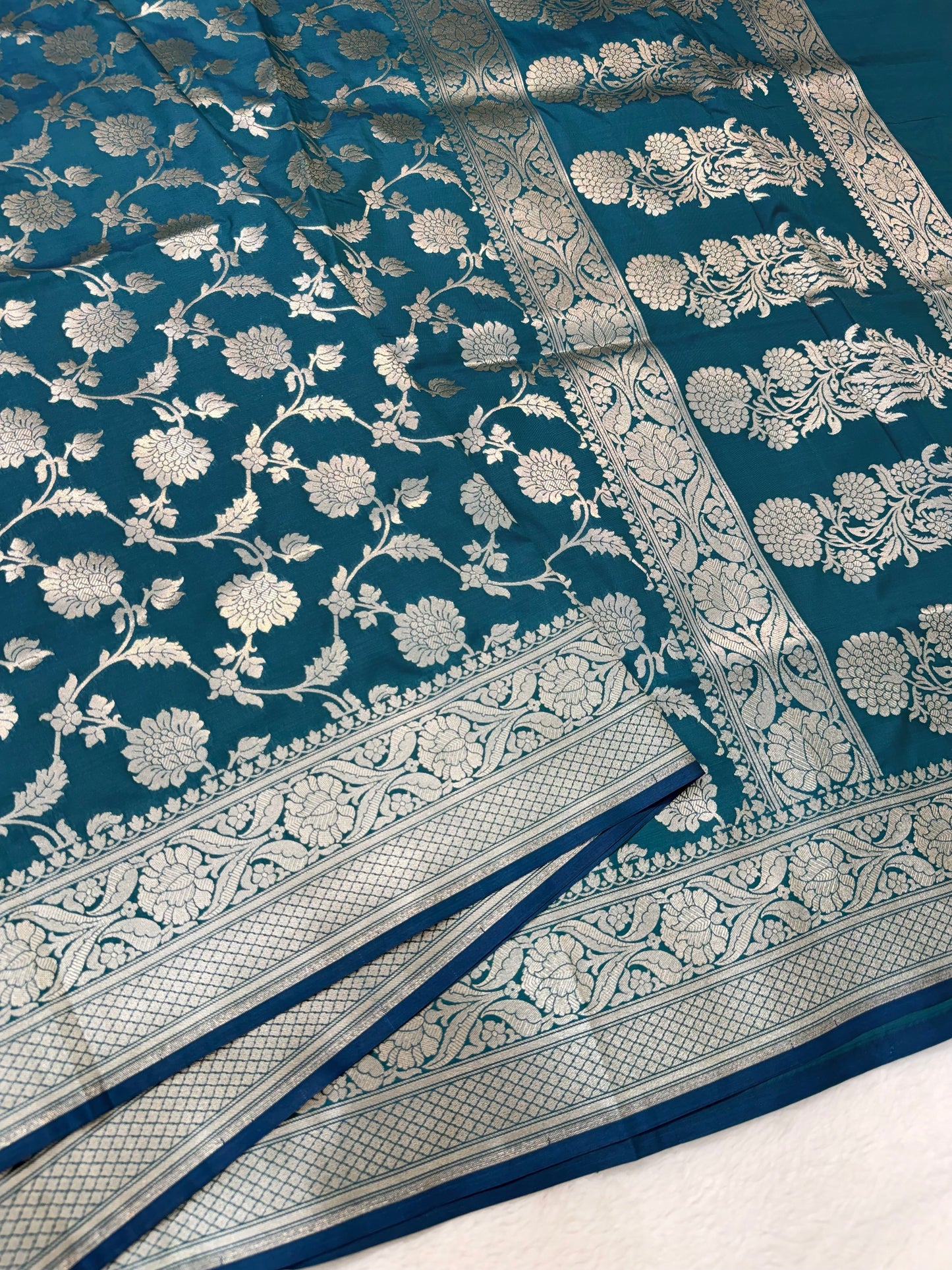 Rama green shade katan Banarasi silk Saree