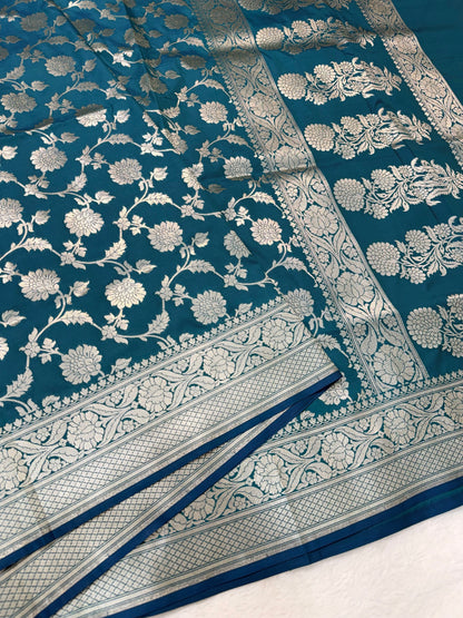 Rama green shade katan Banarasi silk Saree