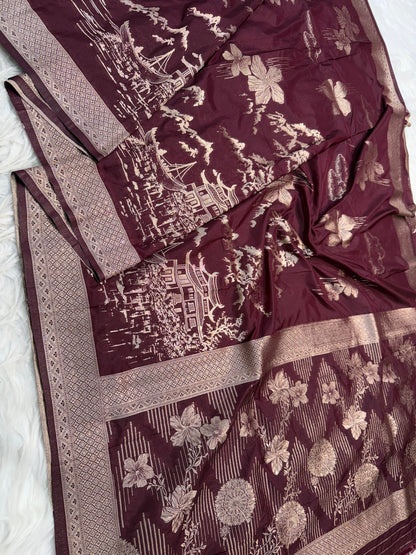 Wine premium soft silk saree