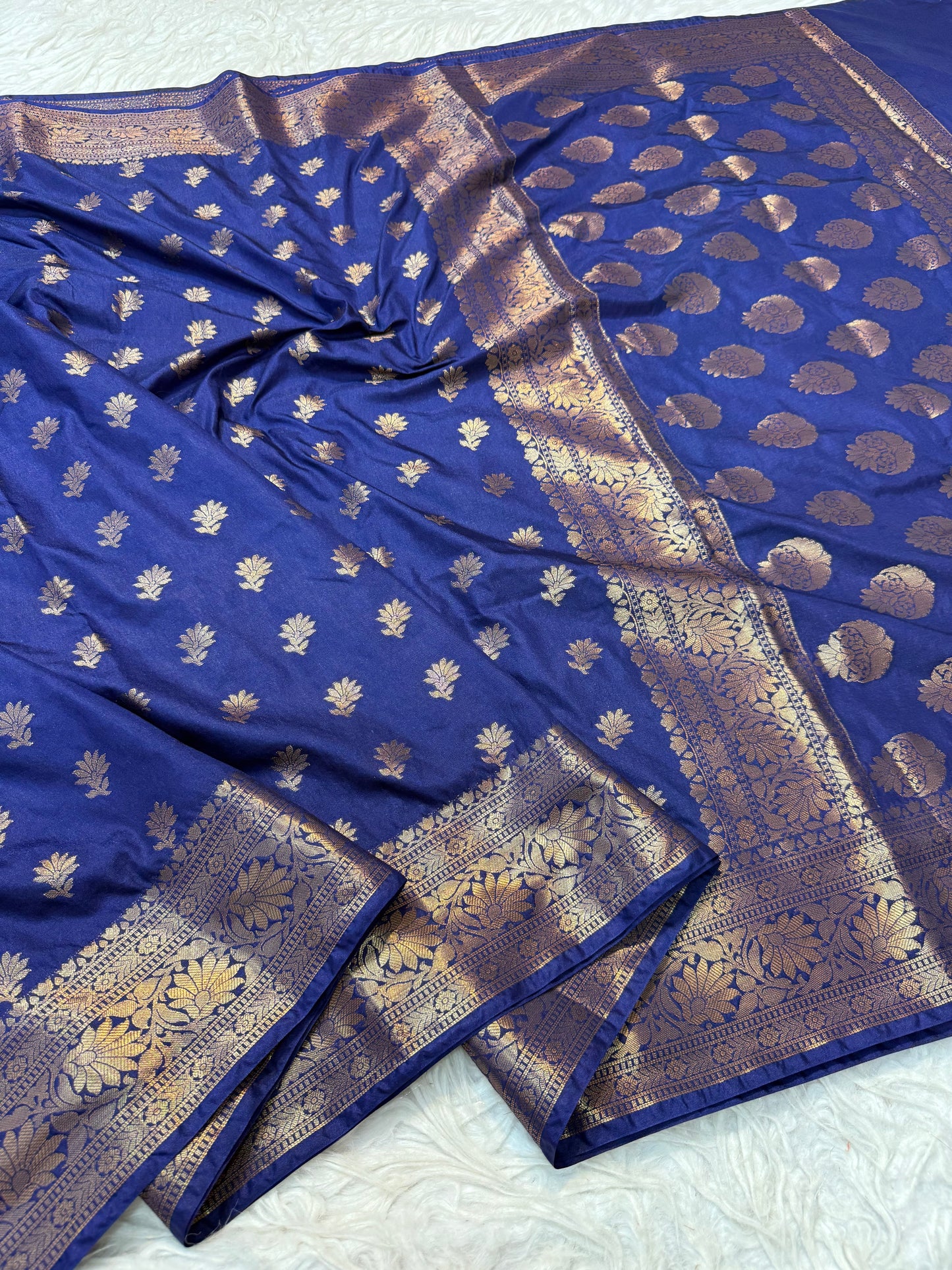 Royal blue shade Dupion Silk premium Banarasi Saree