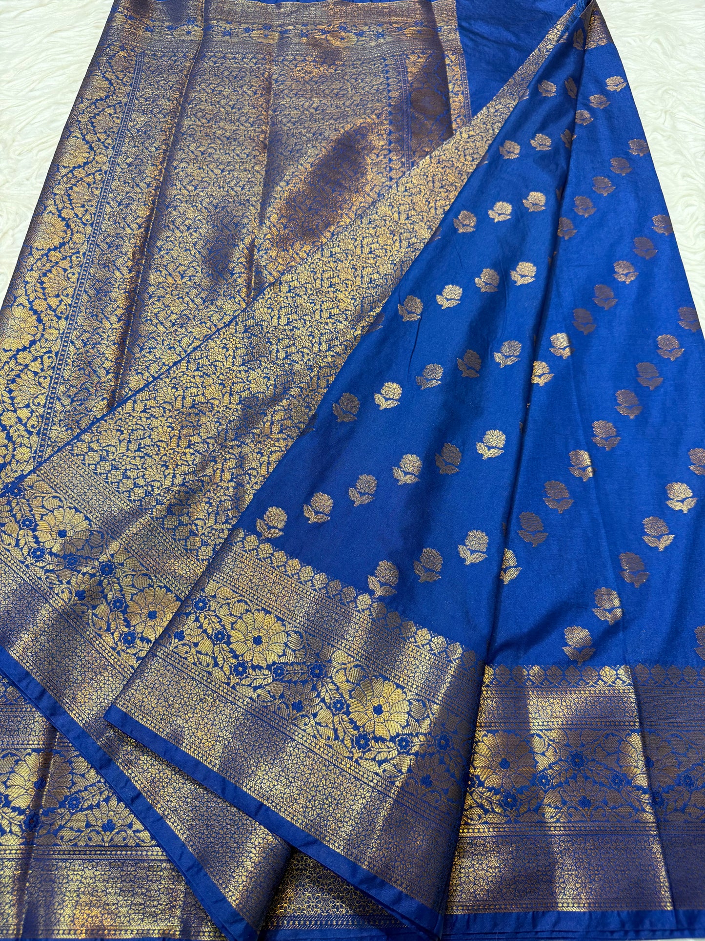 Royal blue shade Dupion Silk premium Banarasi Saree
