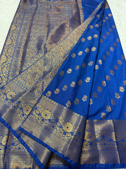 Royal blue shade Dupion Silk premium Banarasi Saree