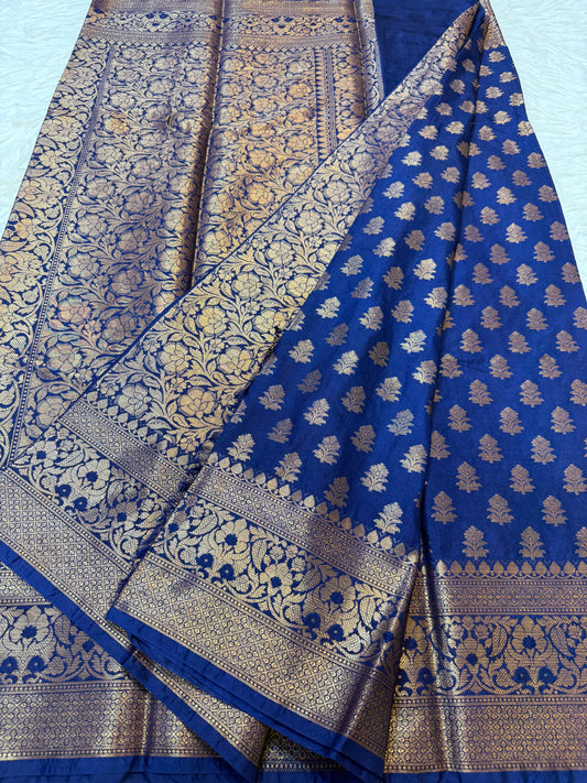 Royal blue shade Dupion Silk premium Banarasi Saree