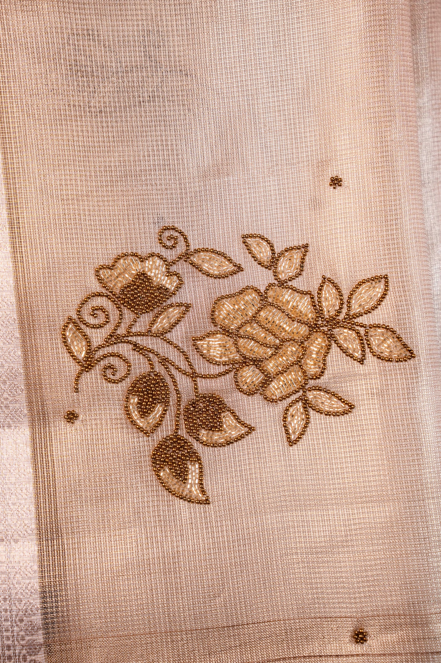 Beige shade tissue designer hand work Banarasi saree