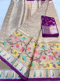 Beige& multicolour shade tissue kota premium paithani border designer banarasi saree