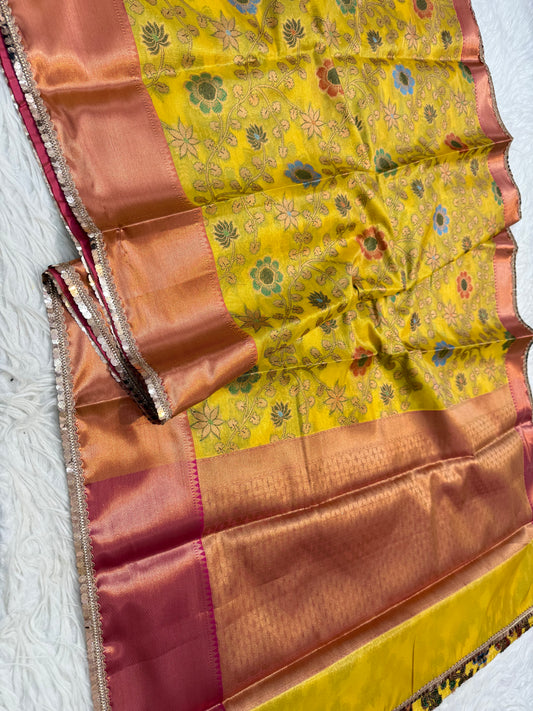 Banarasi tissue silk with lace attached saree