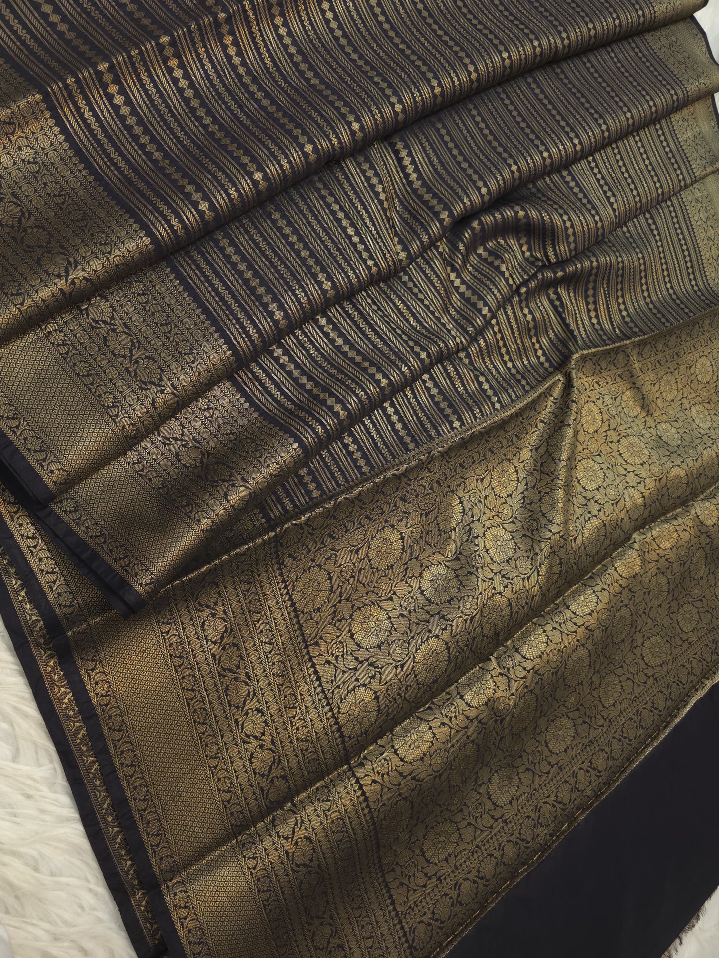 black shade  Dupion Silk premium Banarasi Saree