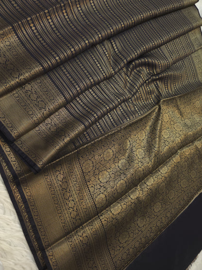 black shade  Dupion Silk premium Banarasi Saree