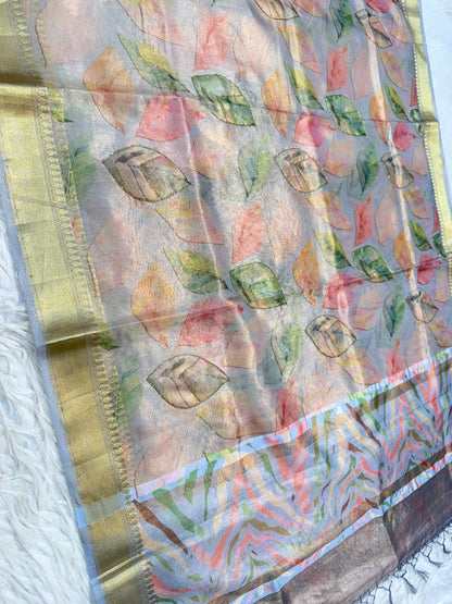 Tissue digital print handwork Banarasi saree