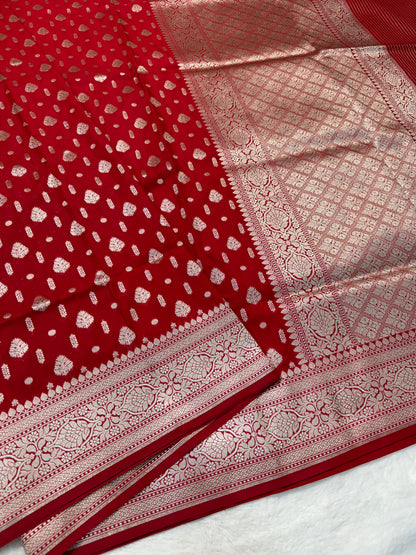 Red shade katan Banarasi silk Saree
