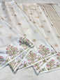 White shade soft cotton kota designer embroidery premium Banarasi saree