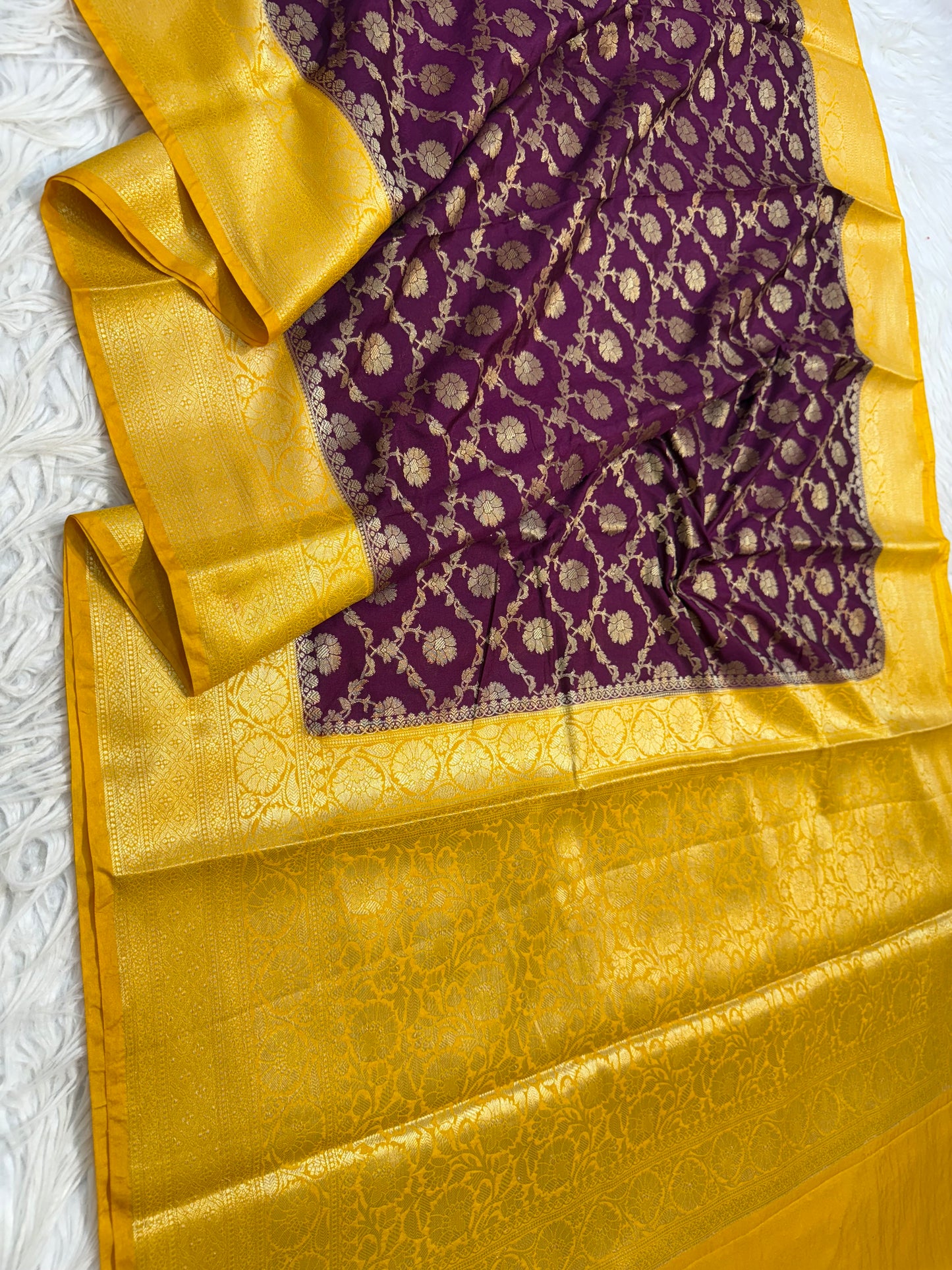 Magenta mango shade  Dupion Silk premium Banarasi Saree