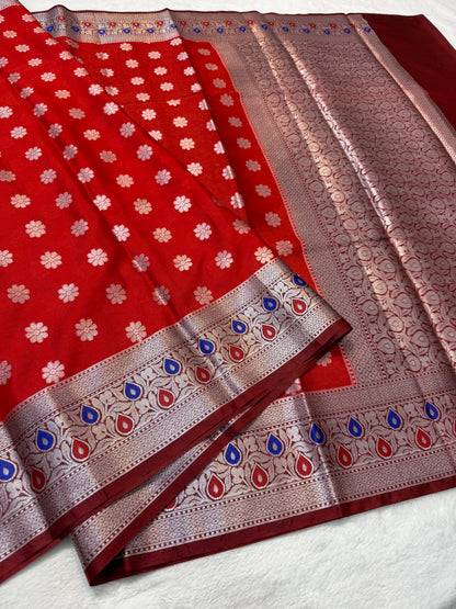 Red shade warm silk premium Banarasi saree