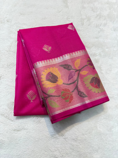 Silver & multicolour shade tissue kota premium paithani border designer banarasi saree