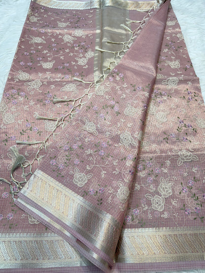 Banarasi kota embroidery saree