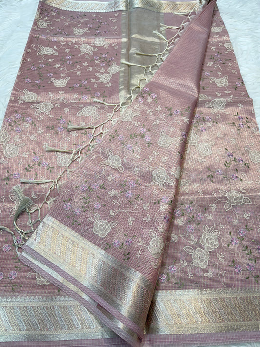 Banarasi kota embroidery saree