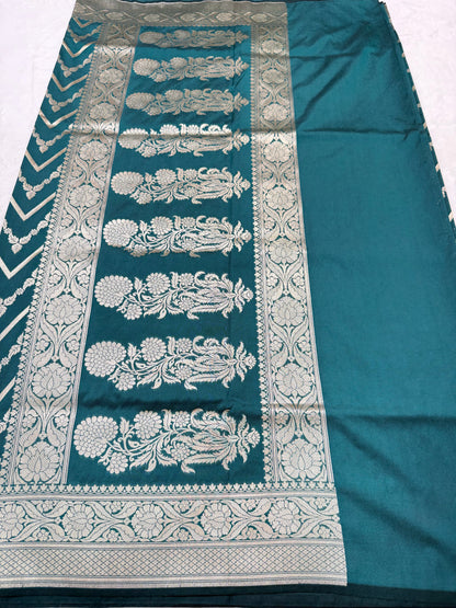 Rama green shade katan Banarasi silk Saree