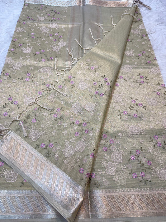 Banarasi kota embroidery saree