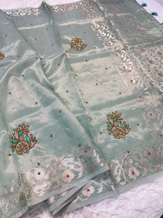 tissue kota handwork banarasi saree