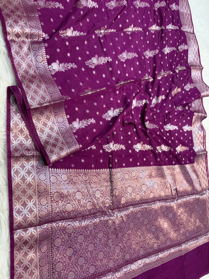 Magenta shade Raw mango soft silk banarasi saree