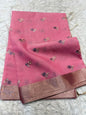 Pink shade cotton kota embroidery Banarasi saree
