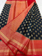 Black red shade Dupion Silk Banarasi Saree 